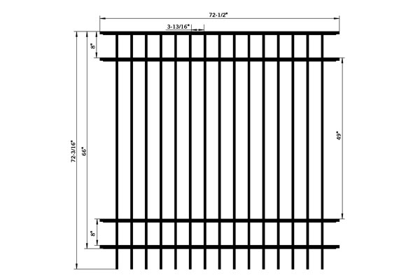 Galvaniseret/aluminium 3 skinner flad top dekorative swimmingpool hegn paneler