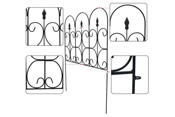 Udendørs blomsterbed Metalhegn Barrierepaneler Decor Picket Kantning